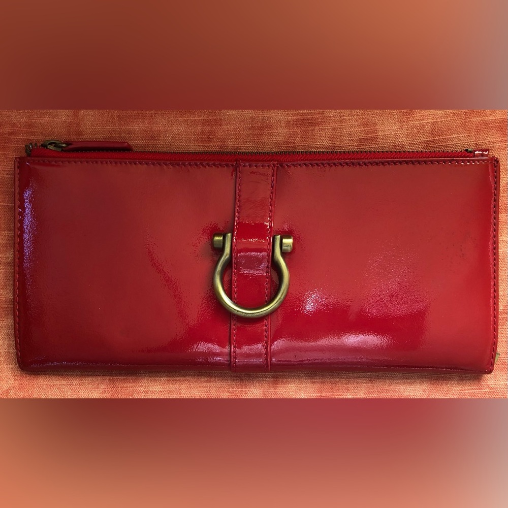 Large Red Patent Leather Clutch Wallet Purse